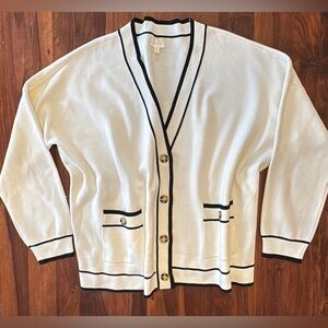 Cyrus White Cardigan with Black Accents